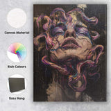 Dark Surreal Cracked Female Portrait Abstract Expressionist Canvas Wall Art Print Decor Picture Ready to Hang
