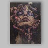 Dark Surreal Cracked Female Portrait Abstract Expressionist Canvas Wall Art Print Decor Picture Ready to Hang