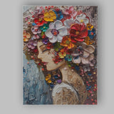 Colourful Floral Woman Portrait Impasto Oil Painting Canvas Wall Art Print Decor Picture Ready to Hang