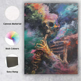 Abstract Skeleton Saxophone Musician Expressionist Painting Canvas Wall Art Print Decor Picture Ready to Hang