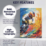 Vibrant Motocross Rider Dynamic Abstract Action Painting Canvas Wall Art Print Decor Picture Ready to Hang