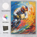 Vibrant Motocross Rider Dynamic Abstract Action Painting Canvas Wall Art Print Decor Picture Ready to Hang