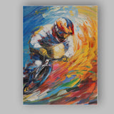 Vibrant Motocross Rider Dynamic Abstract Action Painting Canvas Wall Art Print Decor Picture Ready to Hang