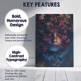 Mystical Dreamlike Female Face Cosmic Floral Surreal Portrait Canvas Wall Art Print Decor Picture Ready to Hang