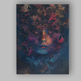 Mystical Dreamlike Female Face Cosmic Floral Surreal Portrait Canvas Wall Art Print Decor Picture Ready to Hang