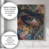 Abstract Golden Blue Green Human Eye Mixed Media Canvas Wall Art Print Decor Picture Ready to Hang