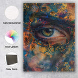 Abstract Golden Blue Green Human Eye Mixed Media Canvas Wall Art Print Decor Picture Ready to Hang
