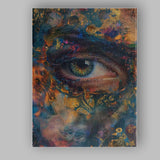 Abstract Golden Blue Green Human Eye Mixed Media Canvas Wall Art Print Decor Picture Ready to Hang