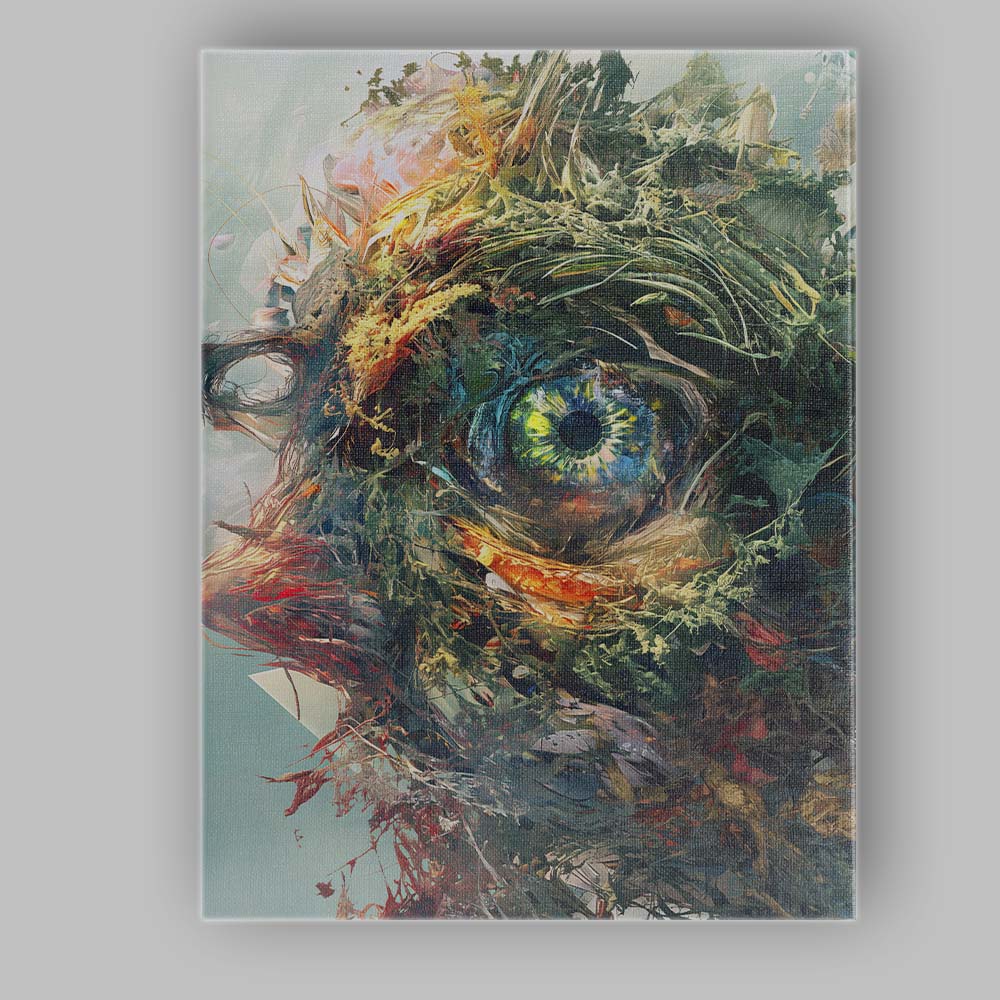 Nature Spirit Woodland Eye Fantasy Mixed Media Portrait Canvas Wall Art Print Decor Picture Ready to Hang