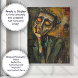 Surreal Thoughtful Man Glowing Eyes Expressionist Portrait Canvas Wall Art Print Decor Picture Ready to Hang