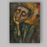 Surreal Thoughtful Man Glowing Eyes Expressionist Portrait Canvas Wall Art Print Decor Picture Ready to Hang