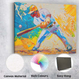 Vibrant Baseball Batter Modern Expressionist Sports Art Canvas Wall Art Print Decor Picture Ready to Hang