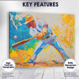 Vibrant Baseball Batter Modern Expressionist Sports Art Canvas Wall Art Print Decor Picture Ready to Hang