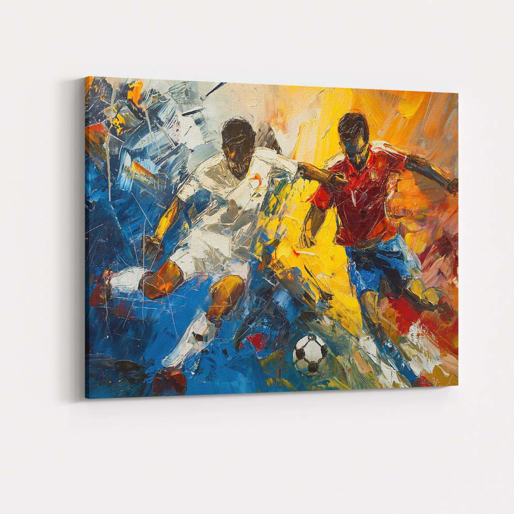 Energetic Football Match Abstract Sports Action Painting Canvas Wall Art Print Decor Picture Ready to Hang