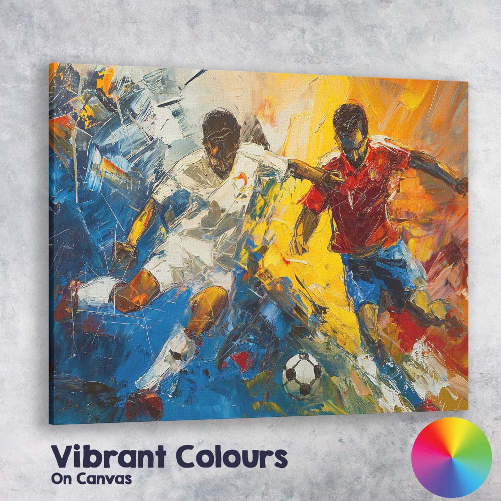 Energetic Football Match Abstract Sports Action Painting Canvas Wall Art Print Decor Picture Ready to Hang