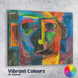 Bold Geometric Cubist Colourful Face Portrait Canvas Wall Art Print Decor Picture Ready to Hang