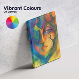 Modern Cubist Woman Face Colourful Line Art Portrait Canvas Wall Art Print Decor Picture Ready to Hang