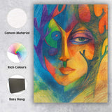 Modern Cubist Woman Face Colourful Line Art Portrait Canvas Wall Art Print Decor Picture Ready to Hang