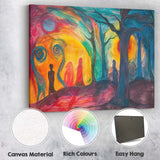 Surreal Twilight Forest Shadow Figures Fantasy Landscape Canvas Wall Art Print Decor Picture Ready to Hang