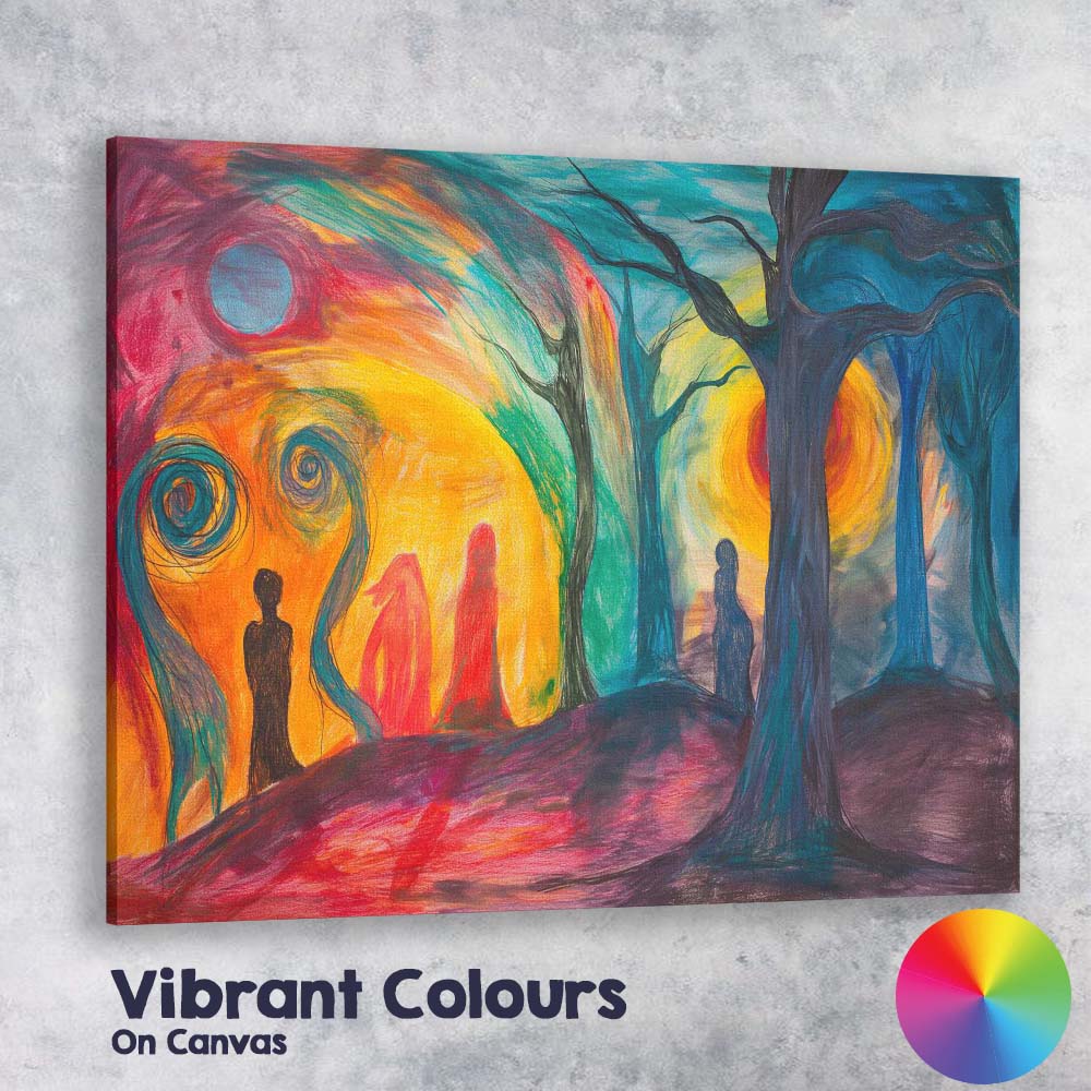 Surreal Twilight Forest Shadow Figures Fantasy Landscape Canvas Wall Art Print Decor Picture Ready to Hang