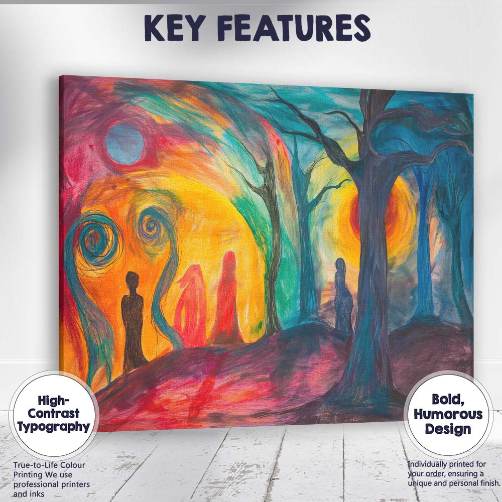 Surreal Twilight Forest Shadow Figures Fantasy Landscape Canvas Wall Art Print Decor Picture Ready to Hang