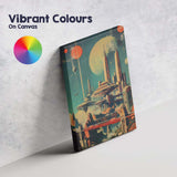 Retro Futuristic Space Colony Planetary City Canvas Wall Art Print Decor Picture Ready to Hang