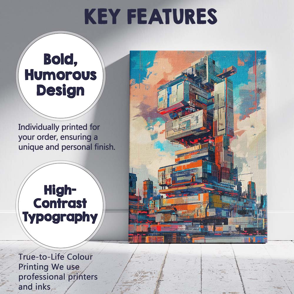 Modern Abstract Futuristic Architecture Geometric Tower Canvas Wall Art Print Decor Picture Ready to Hang