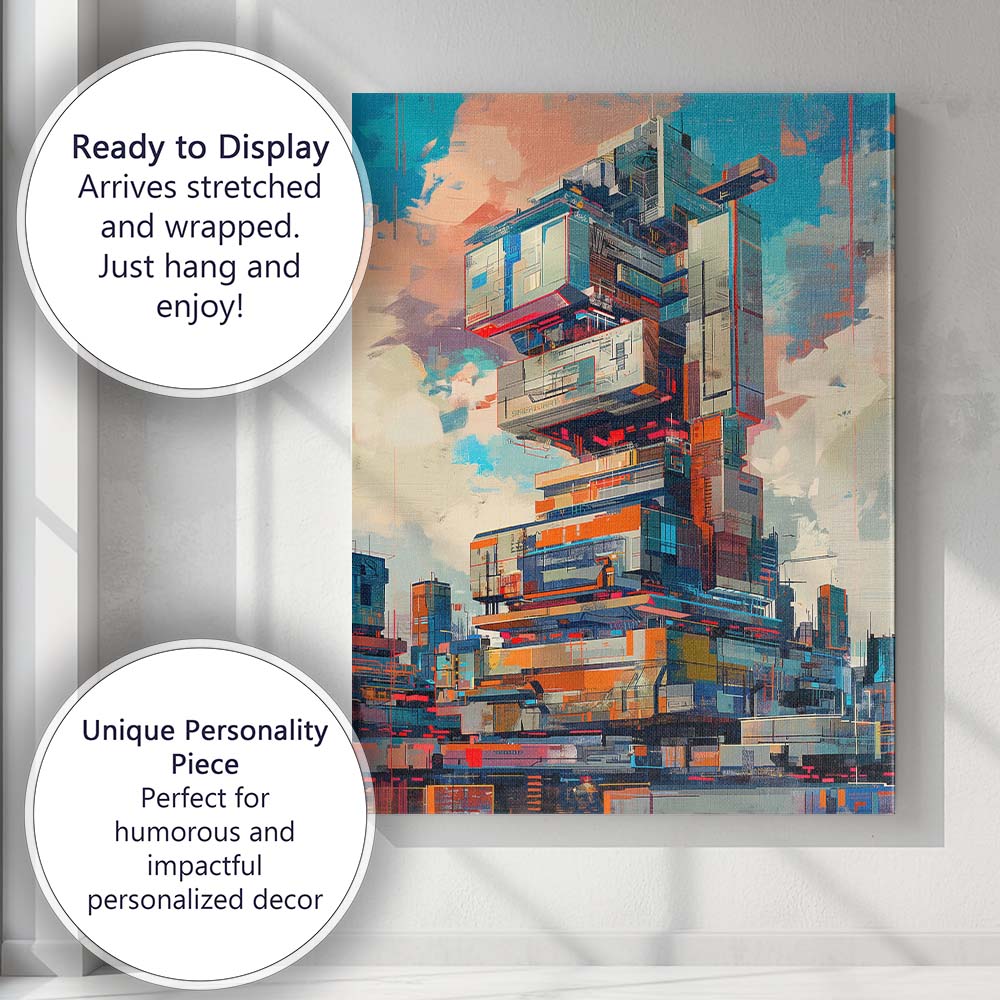Modern Abstract Futuristic Architecture Geometric Tower Canvas Wall Art Print Decor Picture Ready to Hang
