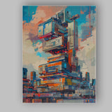 Modern Abstract Futuristic Architecture Geometric Tower Canvas Wall Art Print Decor Picture Ready to Hang