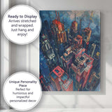 Colourful Futuristic Metropolis Skyline Aerial Cityscape Canvas Wall Art Print Decor Picture Ready to Hang