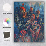 Colourful Futuristic Metropolis Skyline Aerial Cityscape Canvas Wall Art Print Decor Picture Ready to Hang