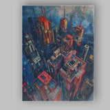 Colourful Futuristic Metropolis Skyline Aerial Cityscape Canvas Wall Art Print Decor Picture Ready to Hang