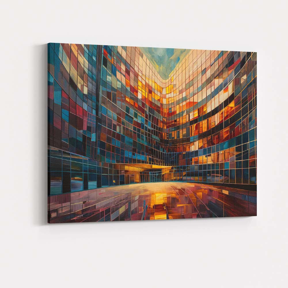 Contemporary Curved Glass Office Building Abstract Architectural Canvas Wall Art Print Decor Picture Ready to Hang