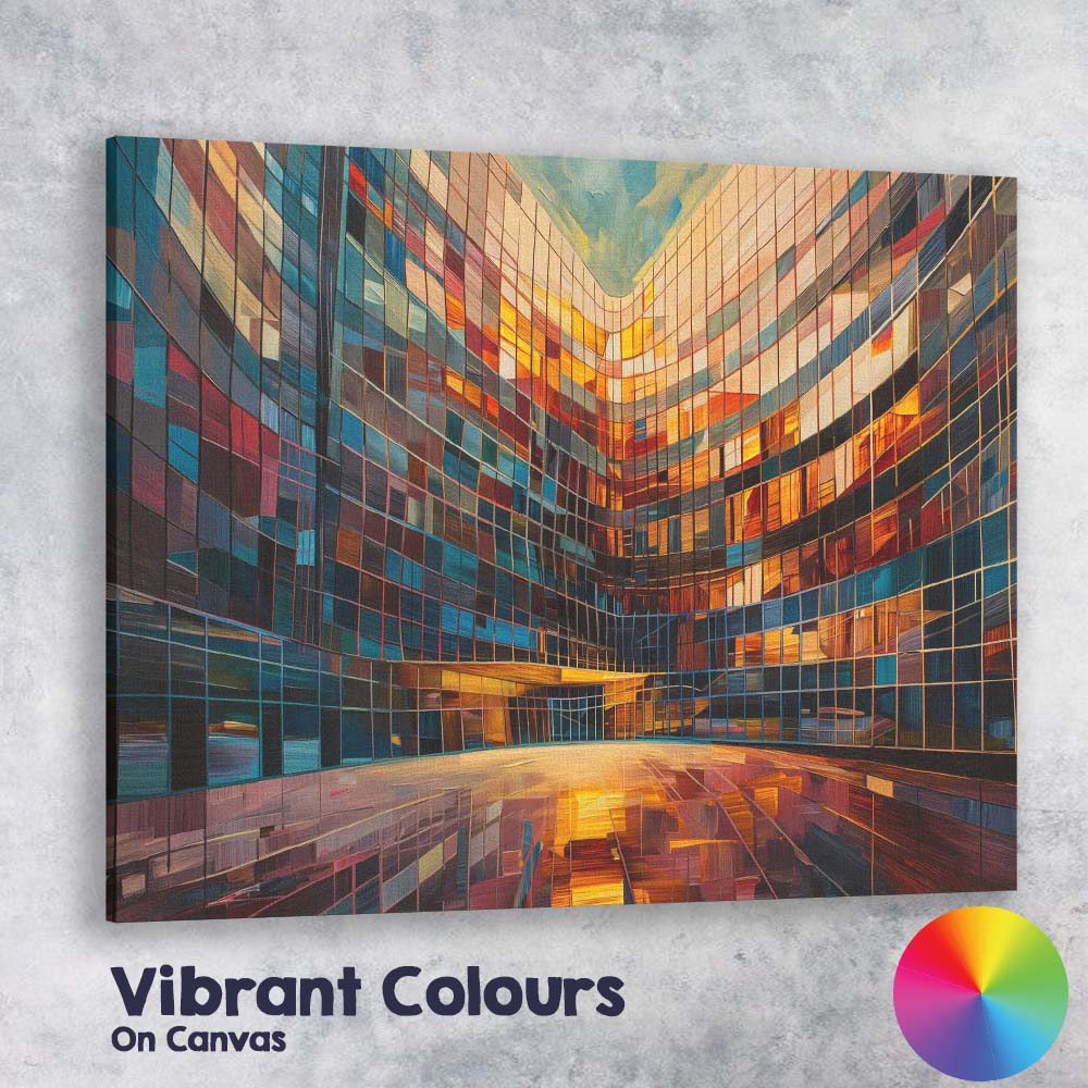 Contemporary Curved Glass Office Building Abstract Architectural Canvas Wall Art Print Decor Picture Ready to Hang