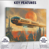 Retro Futuristic Monorail Space City Sunset Canvas Wall Art Print Decor Picture Ready to Hang