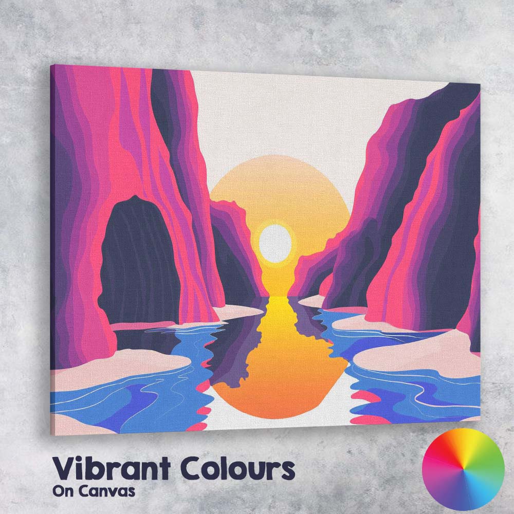 Minimalist Pink Canyon Sunset River Landscape Canvas Wall Art Print Decor Picture Ready to Hang