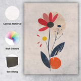 Minimalist Abstract Red Flower Botanical Illustration Canvas Wall Art Print Decor Picture Ready to Hang