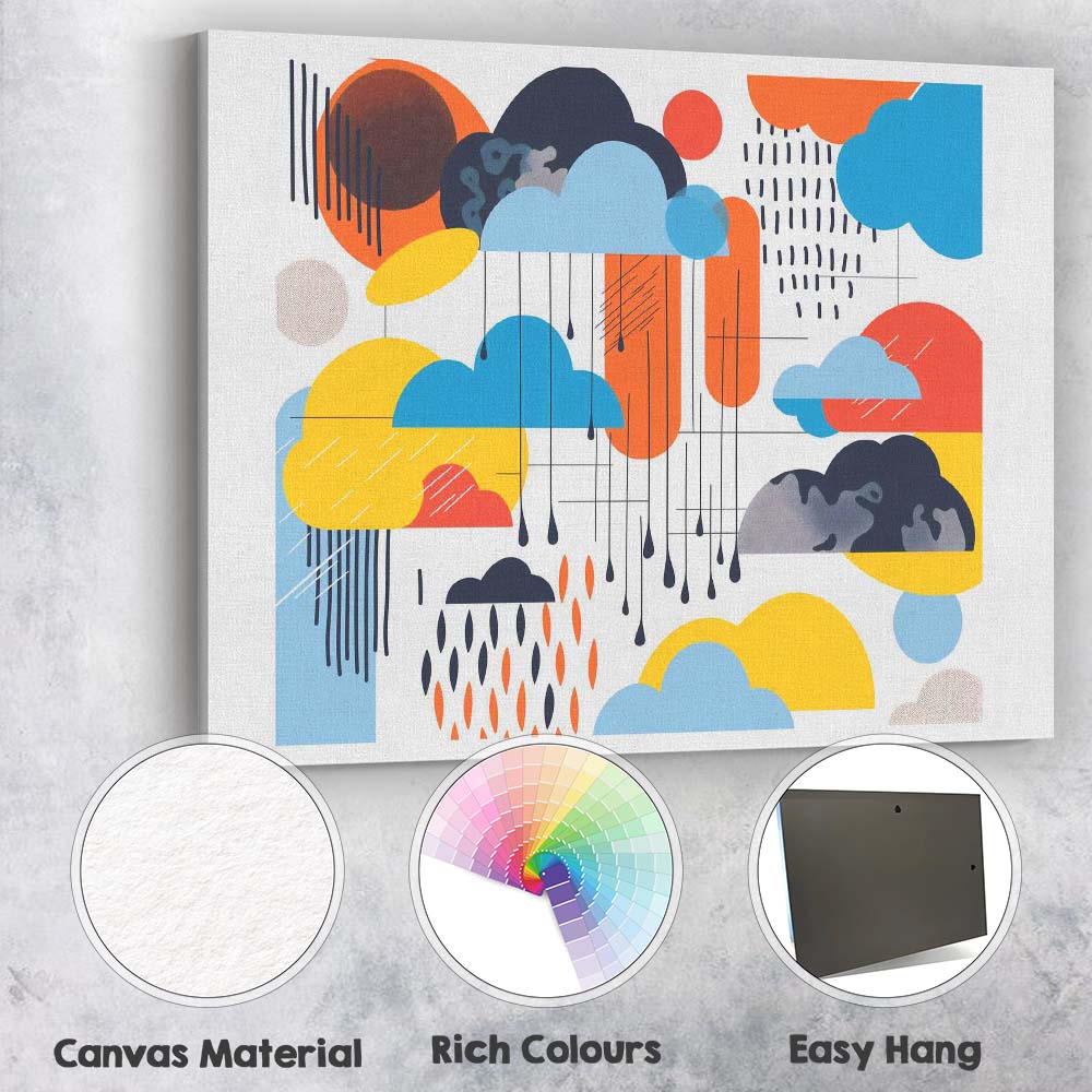Modern Abstract Weather Clouds Geometric Composition Canvas Wall Art Print Decor Picture Ready to Hang