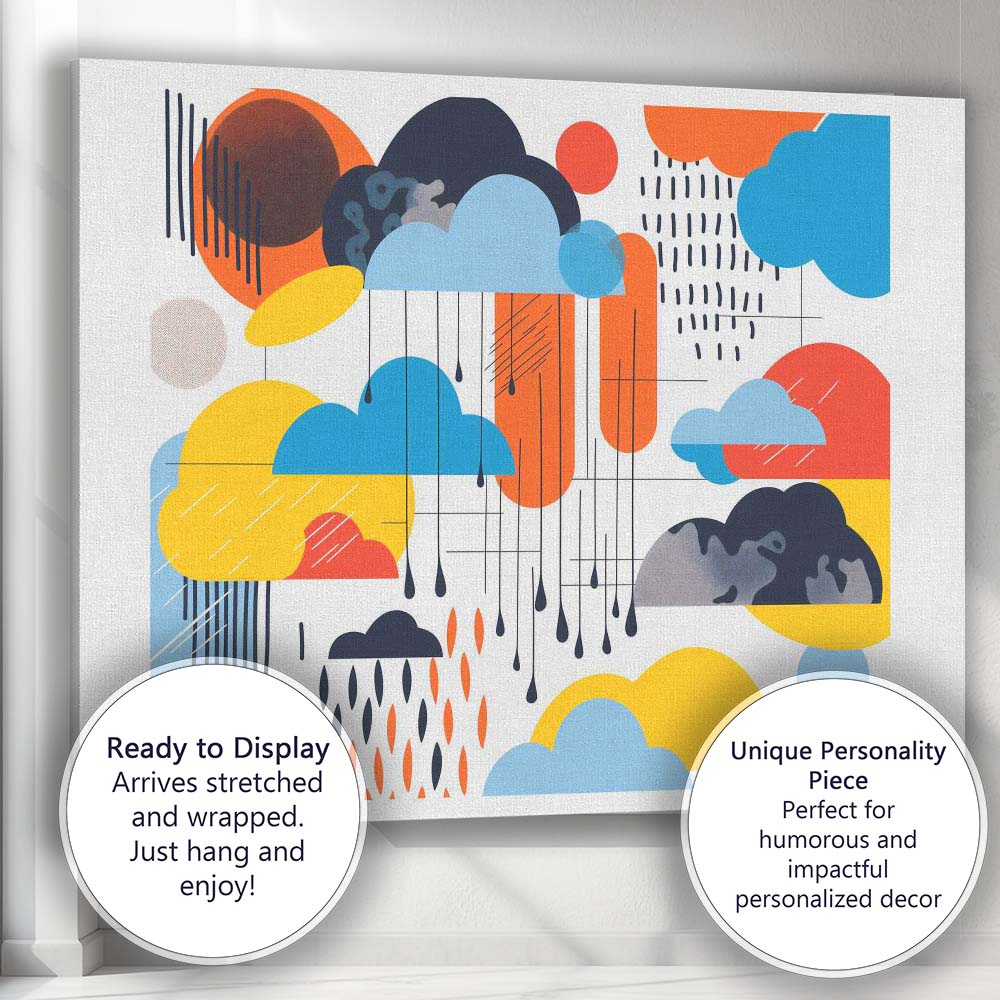 Modern Abstract Weather Clouds Geometric Composition Canvas Wall Art Print Decor Picture Ready to Hang