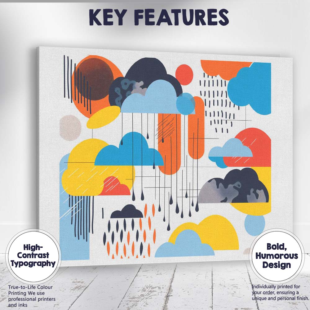 Modern Abstract Weather Clouds Geometric Composition Canvas Wall Art Print Decor Picture Ready to Hang