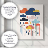 Scandinavian Minimalist Colourful Rain Clouds Graphic Illustration Canvas Wall Art Print Decor Picture Ready to Hang