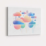 Pastel Dreamy Gradient Rain Clouds Abstract Canvas Wall Art Print Decor Picture Ready to Hang