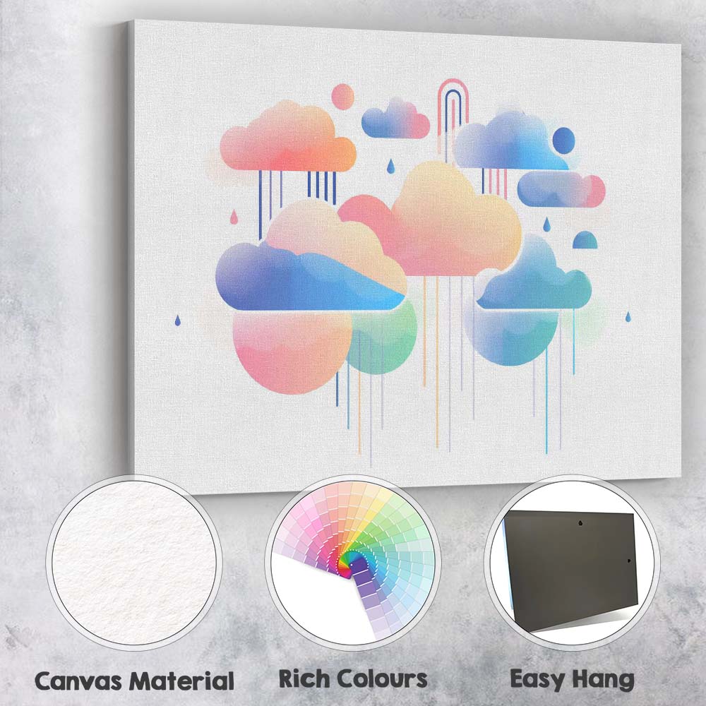 Pastel Dreamy Gradient Rain Clouds Abstract Canvas Wall Art Print Decor Picture Ready to Hang