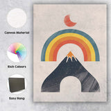 Boho Rainbow Mountain Crescent Moon Abstract Canvas Wall Art Print Decor Picture Ready to Hang