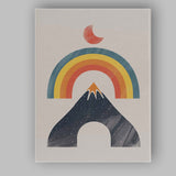 Boho Rainbow Mountain Crescent Moon Abstract Canvas Wall Art Print Decor Picture Ready to Hang