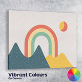 Scandinavian Rainbow Hills Minimalist Landscape Canvas Wall Art Print Decor Picture Ready to Hang