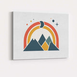 Minimalist Mountain Rainbow Crescent Moon Geometric Landscape Canvas Wall Art Print Decor Picture Ready to Hang