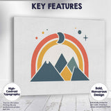 Minimalist Mountain Rainbow Crescent Moon Geometric Landscape Canvas Wall Art Print Decor Picture Ready to Hang