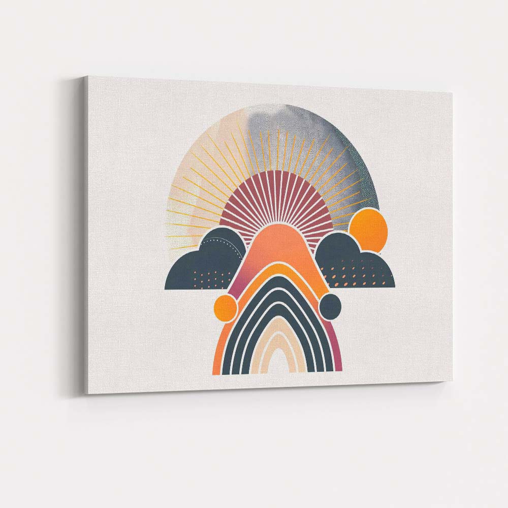 Abstract Rainbow Sunrise Geometric Landscape Boho Canvas Wall Art Print Decor Picture Ready to Hang