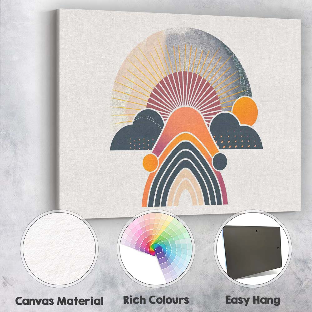 Abstract Rainbow Sunrise Geometric Landscape Boho Canvas Wall Art Print Decor Picture Ready to Hang